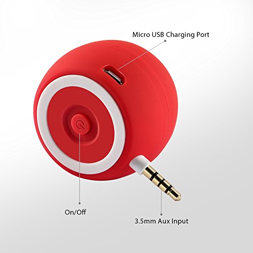 Portable Mini Speaker for iPhone/iPad/iPod/Tablet, 3W Cellphone Speaker with 3.5mm Aux Input, Clear Loud Sound in Compact Golf Size Body (Passion Red)