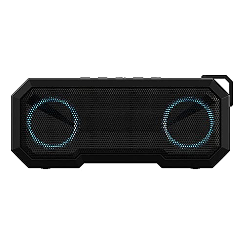 Sound Town 2-Pack of X8 Portable TWS Bluetooth Speakers, IPX7 Waterproof, Stereo Sound, LED Light, Built-in Mic for Phone Calls and Battery Power Bank, for Home and Outdoor, Black (X8-BK-Pair)