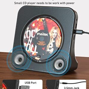 QUALORI CD Player Portable with Bluetooth Desktop Music Player Dual Speakers for Home Audio Boombox,USB Flash Player,FM Radio,AUX Input Output/Remote Control-Black