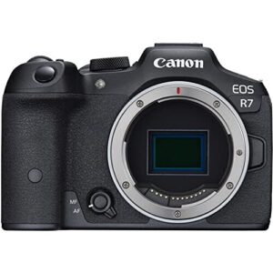 Canon EOS R7 Mirrorless Camera w/RF-S 18-150mm f/3.5-6.3 is STM Lens + EF 75-300mm f/4-5.6 III Lens + EF 50mm f/1.8 STM Lens + 2X 64GB Memory + Hood + Case + Filters + Tripod & More (35pc Bundle)