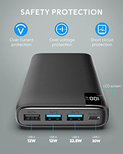 CONXWAN Power Bank 26800mAh Portable Charger 22.5W Fast Charging PD Battery Pack QC 3.0 External Backup Charger Compact Phone Powerbank Compatible with iPhone Samsung Galaxy Android