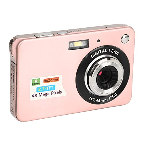 Compact Camera, 4K 2.7in LCD Digital Camera Anti Shake Portable for Photography (Pink)