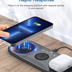 Wireless Charging Pad,TELSOR Portable 3 in 1 Wireless Charger Station for Multiple Devices,Ultra-Slim Travel Charging Pad for Apple Watch 7/6/5/4/3/2,iPhone 14 13 12 Pro& AirPods 3/2/Pro