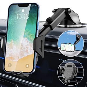 qidoe phone mount for car, car phone holder mount universal hands-free 4 in 1 cell phone holder for car dashboard/air vent/desk/windshield car phone mount for all smartphones even with thick case