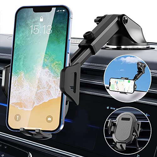 Qidoe Phone Mount for Car, Car Phone Holder Mount Universal Hands-Free 4 in 1 Cell Phone Holder for Car Dashboard/Air Vent/Desk/Windshield Car Phone Mount for All Smartphones Even with Thick Case