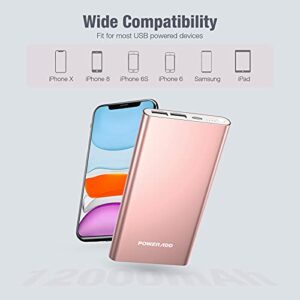 EnergyCell Pilot 4GS Portable Charger,12000mAh Fast Charging Power Bank Dual 3A High-Speed Output Battery Pack Compatible with iPhone 12 11 X Samsung S10 and More - A-Rose Gold