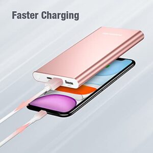 EnergyCell Pilot 4GS Portable Charger,12000mAh Fast Charging Power Bank Dual 3A High-Speed Output Battery Pack Compatible with iPhone 12 11 X Samsung S10 and More - A-Rose Gold