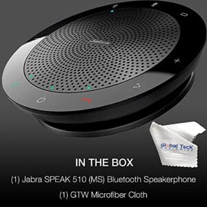 Jabra Speak 510 Bluetooth Speakerphone- Speaker for PC, MAC, Tablet, Smartphone Compatible, MS Teams Skype Version 7510-109 - Global Teck Microfiber Cloth