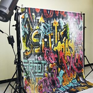 5x6.5ft Graffiti Backdrop 90s Hip Hop Letters Photo Colorful Brick Wall Mural Art Decoration Letterings Photography Background Studio Props KP-129