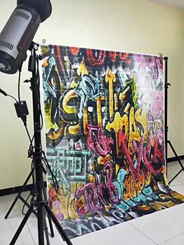 5x6.5ft Graffiti Backdrop 90s Hip Hop Letters Photo Colorful Brick Wall Mural Art Decoration Letterings Photography Background Studio Props KP-129