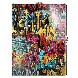 5x6.5ft Graffiti Backdrop 90s Hip Hop Letters Photo Colorful Brick Wall Mural Art Decoration Letterings Photography Background Studio Props KP-129