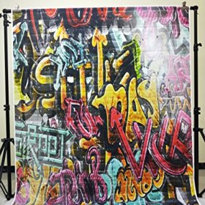 5x6.5ft Graffiti Backdrop 90s Hip Hop Letters Photo Colorful Brick Wall Mural Art Decoration Letterings Photography Background Studio Props KP-129