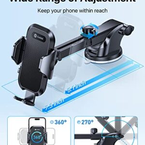 andobil Car Phone Holder Mount, [Ultra Stable, Big Phones & Thick Case Friendly] Adjustable Long Arm Cell Phone Holder for Car Dashboard Windshield Vent Fit for iPhone 14 Pro Max Samsung S23 Ultra etc