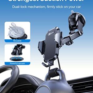 andobil Car Phone Holder Mount, [Ultra Stable, Big Phones & Thick Case Friendly] Adjustable Long Arm Cell Phone Holder for Car Dashboard Windshield Vent Fit for iPhone 14 Pro Max Samsung S23 Ultra etc