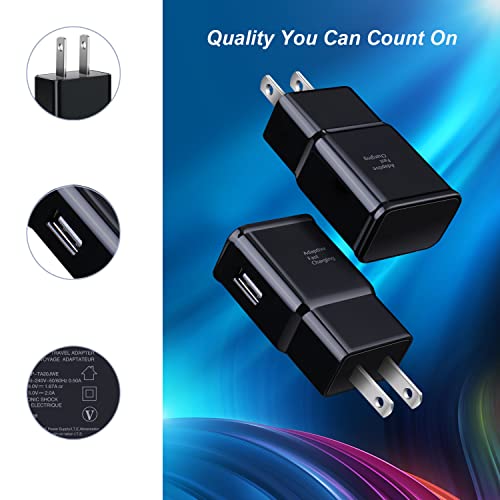 Adaptive Fast Charging Block, Qihop 3-Pack USB Fast Wall Charger Travel Phone Charger Block Compatible Samsung Galaxy S20/S10+/S10e/S9/S8; Note 20/10+/9/8, iPhone 11 Pro/SE, HTC(Black)