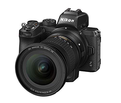 Nikon Z50 + FTZ Mirrorless Camera Kit (209-point Hybrid AF, High Speed Image Processing, 4K UHD Movies, High Resolution LCD Monitor) VOA050K003