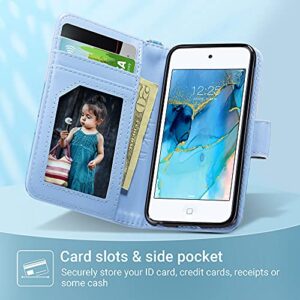 ULAK iPod Touch 7 Wallet Case, iPod Touch 6 Case with Card Holder, Premium PU Leather Magnetic Closure Protective Folio Cover for iPod Touch 7th/6th/5th Generation (Marble)