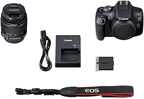 Canon EOS 2000D Rebel T7 Kit with EF-S 18-55mm f/3.5-5.6 III Lens + Accessory Bundle + Rtech Digital Cloth