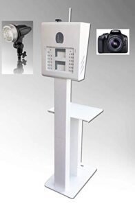 sam t11 led photo booth matching printing stand, external strobe light and canon t6 dslr camera installed in. compatible w/microsoft surface pro 3 or 4 acer alpha switch 12 (white)
