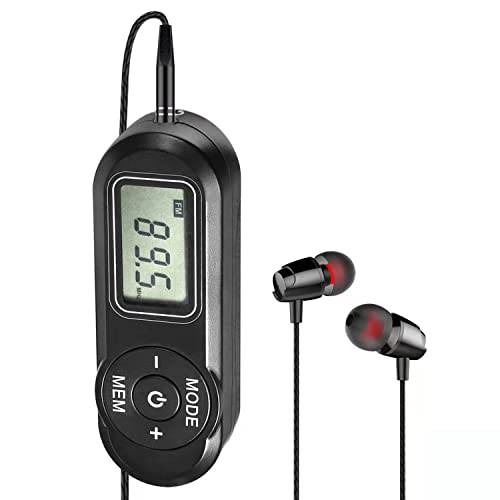 SWDSTP Personal FM Walkman Radio, Mini Digital Tuning Portable Radio with Headphones Belt Clip LCD Display, Pocket Radio for Walking Jogging, Upgrade Volume Control