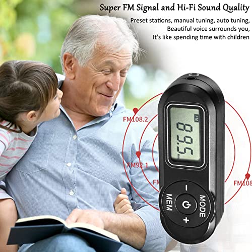 SWDSTP Personal FM Walkman Radio, Mini Digital Tuning Portable Radio with Headphones Belt Clip LCD Display, Pocket Radio for Walking Jogging, Upgrade Volume Control