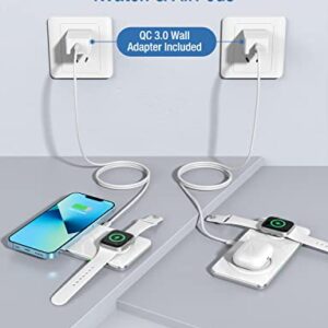 2 in 1 Wireless Charger, 15W Dual Wireless Charging Pad for iPhone 14/14 Pro/13/13 Pro/12/12 Pro/11/X/8, Samsung S23/S22/ S21/ Note 20, Airpods 3/2/Pro, iWatch 8/7/6/SE /5/4/ 3/2(with QC 3.0 Adapter)