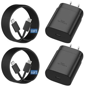 samsung super fast type c charger 25w usb c fast wall charger with 10ft android phone charging cable for galaxy s23 ultra/s23/s22 ultra/s22/s21/s21 ultra/s20/s20 ultra/note 20 ultra/note 10