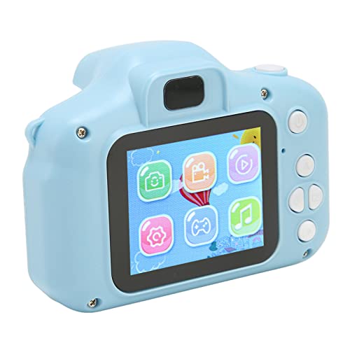 Kids Digital Camera Multi Mode Filter Front Rear 8MP Cute Toddler Camera with Lanyard 32G Memory Card Blue USB Line User Manual for Travel Use