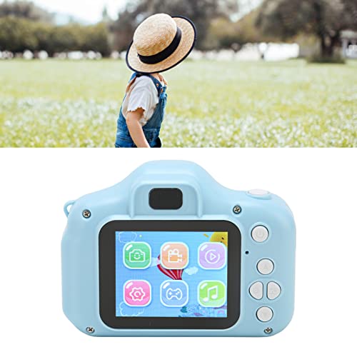 Kids Digital Camera Multi Mode Filter Front Rear 8MP Cute Toddler Camera with Lanyard 32G Memory Card Blue USB Line User Manual for Travel Use
