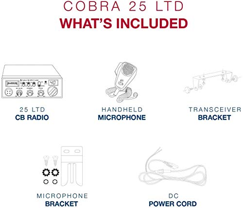 Cobra 25LTD Professional CB Radio - Emergency Radio, Travel Essentials, Instant Channel 9, 4 Watt Output, Full 40 Channels, 9 Foot Cord, 4 Pin Connector