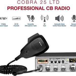 Cobra 25LTD Professional CB Radio - Emergency Radio, Travel Essentials, Instant Channel 9, 4 Watt Output, Full 40 Channels, 9 Foot Cord, 4 Pin Connector