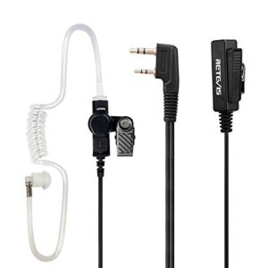 Retevis Walkie Talkie Earpiece with Mic, Big PTT Headset with Long Wire, Compatible RT22 RT21 H-777 RT68 H-777S RT22S Baofeng UV-5R 2 Way Radios, Two Way Radio Headset 2 Pin(1 Pack)