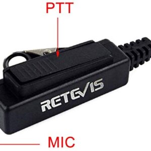 Retevis Walkie Talkie Earpiece with Mic, Big PTT Headset with Long Wire, Compatible RT22 RT21 H-777 RT68 H-777S RT22S Baofeng UV-5R 2 Way Radios, Two Way Radio Headset 2 Pin(1 Pack)