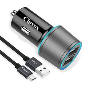 rapid usb c car charger, compatible for samsung galaxy s23/s22/s21/note 20/ultra/10/plus/9/8/s20 plus/ultra/s10+/s10e/s9/s8/a50/a70, quick charge 3.0 dual usb 18w fast car charger+ type c cable 3.3ft