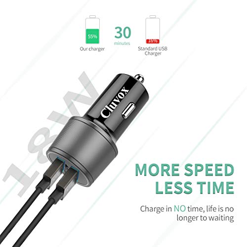 Rapid USB C Car Charger, Compatible for Samsung Galaxy S23/S22/S21/Note 20/Ultra/10/Plus/9/8/S20 Plus/Ultra/S10+/S10e/S9/S8/A50/A70, Quick Charge 3.0 Dual USB 18W Fast Car Charger+ Type C Cable 3.3ft