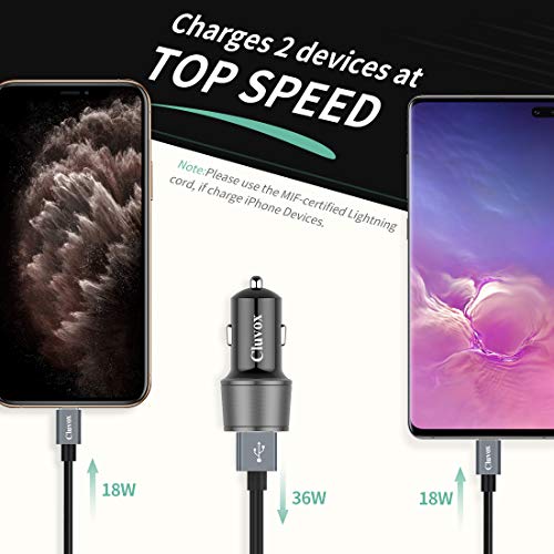 Rapid USB C Car Charger, Compatible for Samsung Galaxy S23/S22/S21/Note 20/Ultra/10/Plus/9/8/S20 Plus/Ultra/S10+/S10e/S9/S8/A50/A70, Quick Charge 3.0 Dual USB 18W Fast Car Charger+ Type C Cable 3.3ft