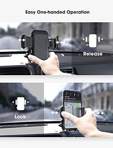 Car Phone Mount,Car Phone Holder,Phone Holder for Car, Easy Installation with One-Touch Design Dashboard Windshield Car Phone Holder Compatible iPhone13/12/11Pro/Xs Max/XS/XR/X/8,Galaxy,Moto and More