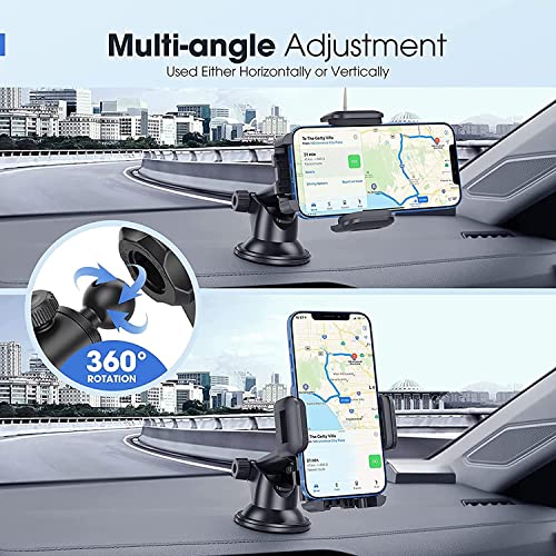 Car Phone Mount,Car Phone Holder,Phone Holder for Car, Easy Installation with One-Touch Design Dashboard Windshield Car Phone Holder Compatible iPhone13/12/11Pro/Xs Max/XS/XR/X/8,Galaxy,Moto and More