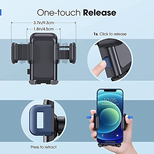 Car Phone Mount,Car Phone Holder,Phone Holder for Car, Easy Installation with One-Touch Design Dashboard Windshield Car Phone Holder Compatible iPhone13/12/11Pro/Xs Max/XS/XR/X/8,Galaxy,Moto and More