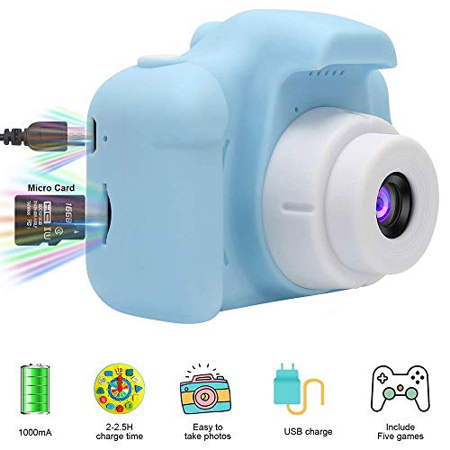 Alician Children Camera, Digital Kids Camera Selfie Camera, Mini SD Video Smart Shooting Digital Camera with 8GB Memory Card for Girls Boys Green