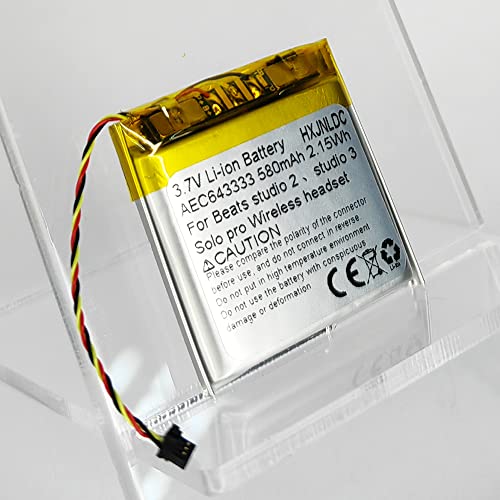 DC 3.7V 580mAh AEC643333 Rechargeable li-ion Polymer Battery for Beats Studio 2、Studio 3、Solo pro Wireless Headset Headphones Battery Replacement