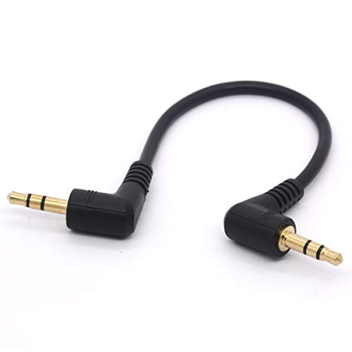 Short 3.5mm Right Angle Cable, Gold Plated 90 Degree 3.5 Male to Male Audio Stereo Jack Plug Car Aux 3-Pole TRS, Speaker