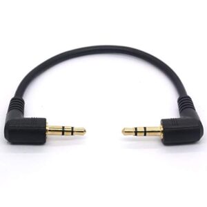 Short 3.5mm Right Angle Cable, Gold Plated 90 Degree 3.5 Male to Male Audio Stereo Jack Plug Car Aux 3-Pole TRS, Speaker