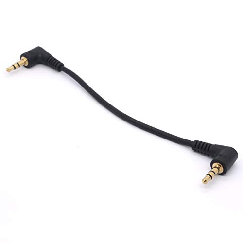 Short 3.5mm Right Angle Cable, Gold Plated 90 Degree 3.5 Male to Male Audio Stereo Jack Plug Car Aux 3-Pole TRS, Speaker