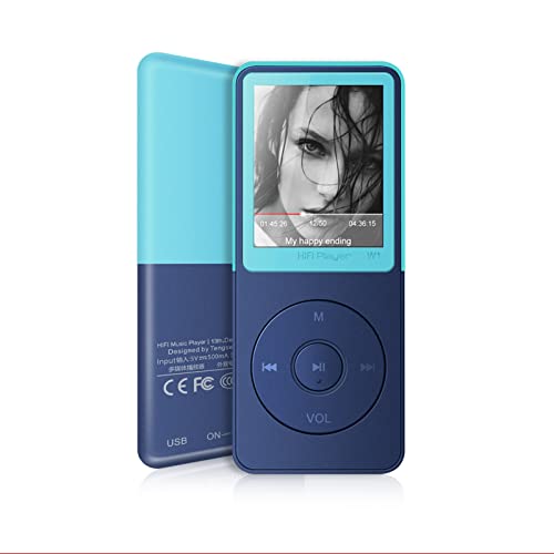 Mp3 Player for Kids Tengsen Mo3 Portable Music Player Mp3 & Mp4 Players Digital Audio with FM Radio Mps3 Players Mighty Mp3 Reproductor Photo View Lossless Sound Support Up to 128GB (Blue)