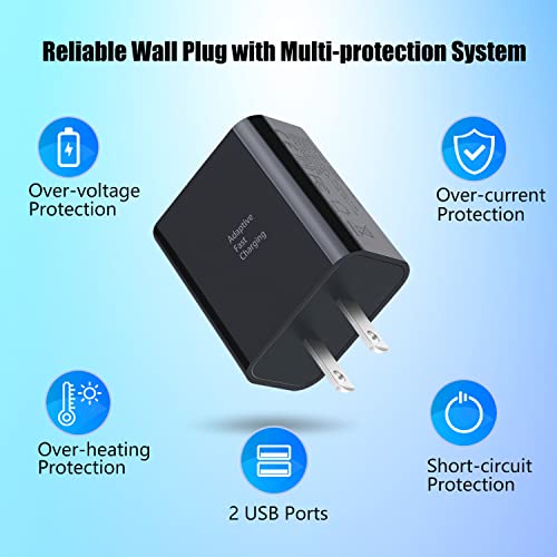 Dual USB Wall Charger, Costyle 3 Pack 30W 2 Ports Adaptive Fast Charging Block (Quick Fast Charger 3.0 & 5V 2.4A) Wall Plug Compatible iPhone 11 XS Max,Samsung Galaxy S10 S9 S8,Note 9 10,Pixel (Black)