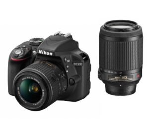 nikon d3300 24.2 mp cmos digital slr with 18-55mm dx vr ii & 55-200mm dx vr ii zoom lenses (black) – international version (no warranty)