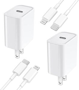 [apple mfi certified] iphone fast charger, veetone 2 pack 20w usb c power delivery wall charger plug with 6ft type c to lightning quick charge sync cable for iphone 14/13/12/11/xs/xr/x/se/ipad/airpods
