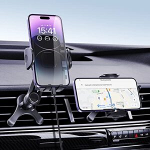 Car Vent Phone Holder Mount Clip with Extension Arm[2 Mounting Options][Never Blocking] Universal 2 In 1 Car Cell Phone Holder Mount [360°Rotation] Compatible with iPhone 13 14 Samsung All 4-7"Phone