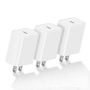 iphone fast charger block, 3pack 20w usb c wall charging plug, type c apple charging power adapter cube brick for iphone 14/14 max/13 pro/13 pro max/12 mini/11 pro/11/ipad/samsung galaxy s22/21/20/s10